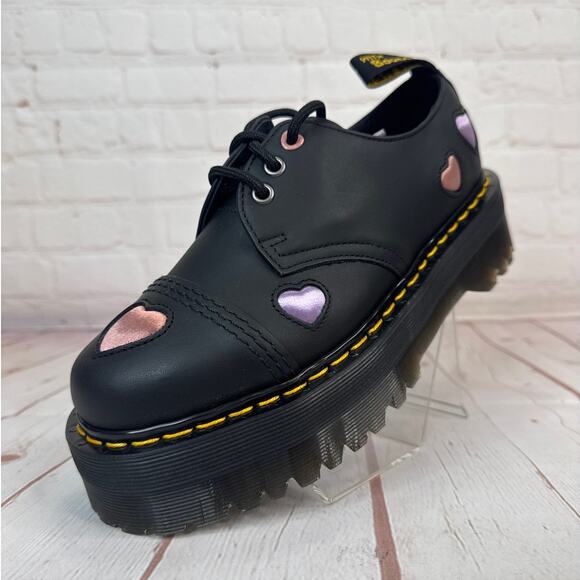 Dr. Martens 1461 Lace Up Quad Heart Leather Platform Shoes Women’s Size 7 - Picture 3 of 10